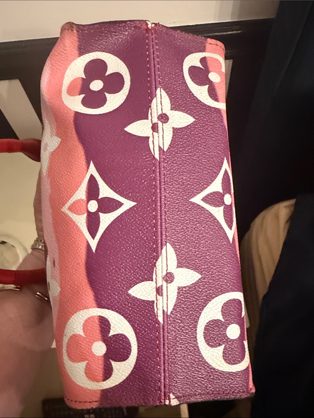 Red, Pink & Purple MONOGRAM Mini Tote FAUX  with Gold Charm BNWOT - Picture 5 of 5